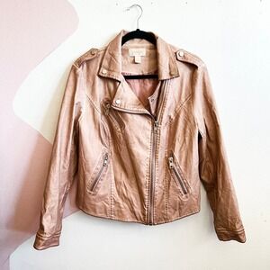 Chico's Leather Moto Jacket Vintage Y2K Punk Grunge Layering Sz 1 US‎ Medium